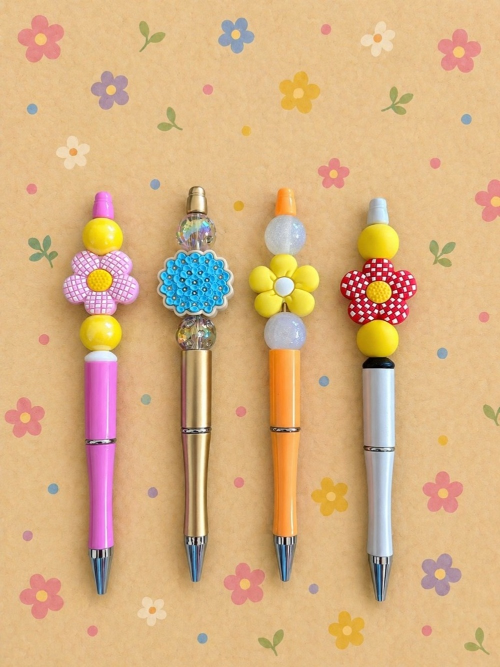 Floral Beaded Decorative Pens.  Cute and each comes with an extra refill of ink.